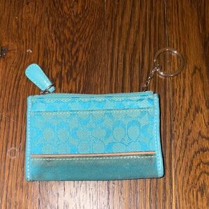 Teal Coach Keychain Wallet